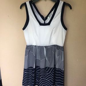 Francesca’s Navy and White Geometric Dress